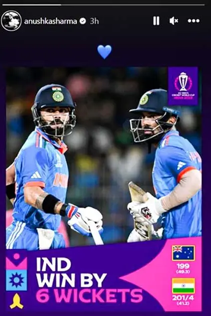 Anushka Sharma Post On india's Win

